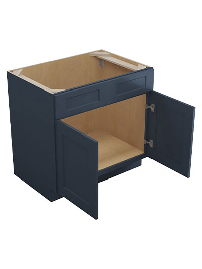 Oceana Blue Shaker 36″ Double Door Sink Base Cabinet