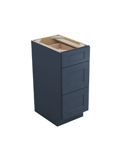 Oceana Blue Shaker Sva15d Three Drawer Vanity Base Closed