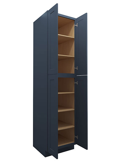 Oceana Blue Shaker 24×96 Double Door Tall Pantry Cabinet