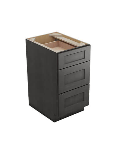 Shaker Cinder 3db18 Three Drawer Base Cabinet Closed