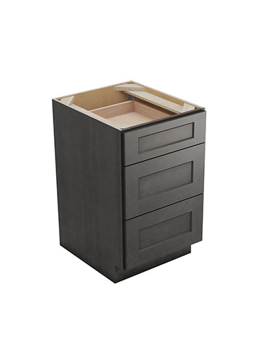 Shaker Cinder 3db21 Three Drawer Base Cabinet Closed