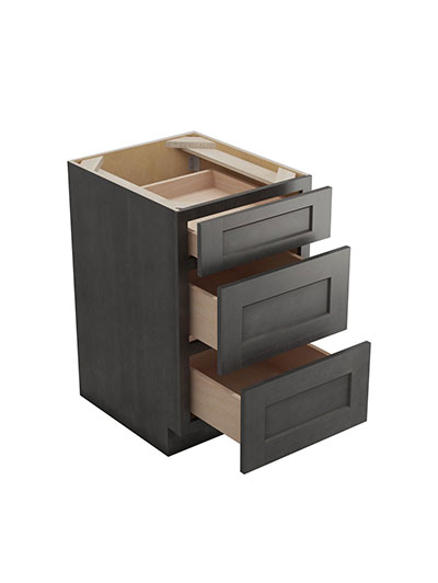 SCN-3DB21: Shaker Cinder 21″ Three Drawer Base Cabinet
