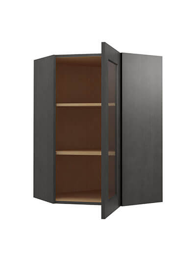SCN-DCW2436GD: Shaker Cinder Diagonal Glass Door Wall Cabinet 36″ Tall