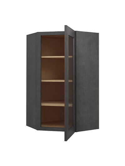 SCN-DCW2442GD: Shaker Cinder Diagonal Glass Door Wall Cabinet 42″ Tall