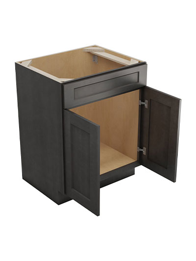 SCN-VS27: Shaker Cinder 27″ Vanity Sink Base Double Door Single Drawer Front