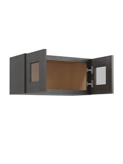 SCN-W2412GD: Shaker Cinder 24″ Glass Door Wall Stacker Cabinet Double Door 12″ H