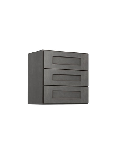 Shaker Cinder W3d18 Three Drawer Wall Cabinet Closed
