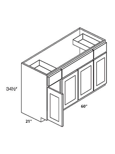 L03-VB60: Luxor Misty Grey 60″ Four Door Vanity Base Cabinet