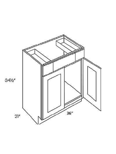 L03-VSB36: Luxor Misty Grey 36″ Double Door and Double Drawer Vanity Sink Base