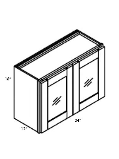 Pristine White Shaker 24″x18″ Double Glass Door Wall Cabinet