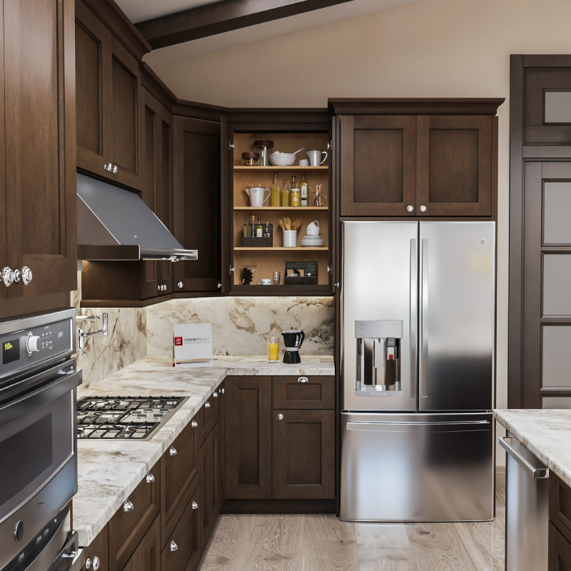 Rockport Walnut Kitchen Cabinets Closeup | CabinetSelect.com