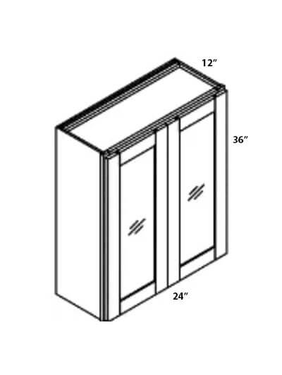 Pristine White Shaker 24″x36″ Double Glass Door Wall Cabinet