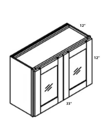 Rockport Walnut 33″x12″ Double Glass Door Wall Cabinet