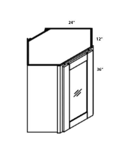 Rockport White 24″x36″ Wall Diagonal Glass Door Cabinet