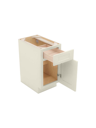 SA-B15: Shaker Antique White 15″Single Drawer Single Door Base Cabinet