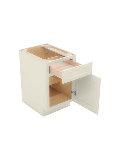 SA-B18: Shaker Antique White 18″ Single Drawer Single Door Base Cabinet