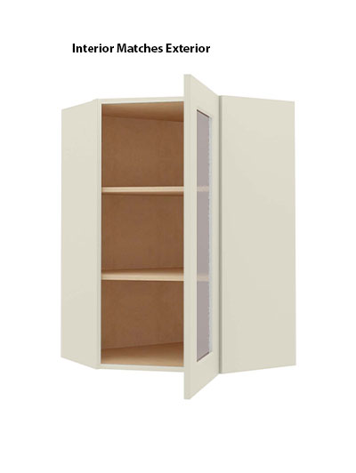 SA-DCW2442GD: Shaker Antique White Diagonal Glass Door Wall Cabinet 42″ Tall