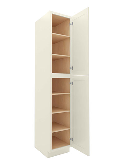 SA-U189624: Shaker Antique White 18″ Utility Cabinet Two Doors 96″ H