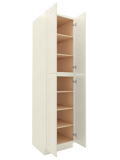 SA-U249624: Shaker Antique White 24″ Utility Cabinet Four Doors 96″ H