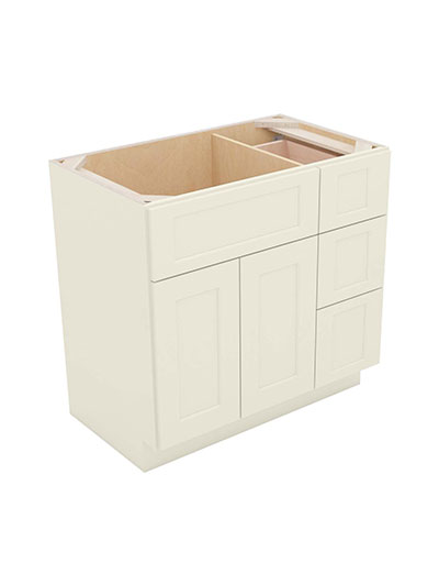 Shaker Antique White V3621dr Vanity Combo Base Closed