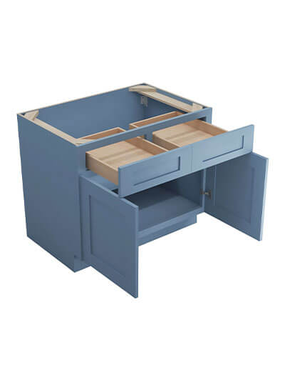 Xterra Blue Shaker B36b Base Cabinet Open