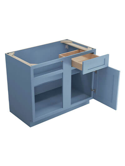 AX-BBLC39/42-36″ W: Xterra Blue Shaker 39″ 1 Drawer 1 Door Blind Corner Base Cabinet