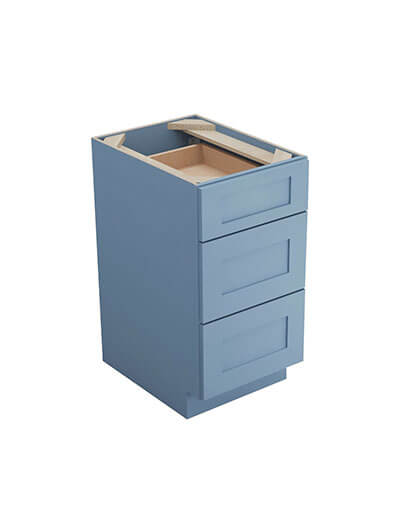 Xterra Blue Shaker Db18 3 Drawer Base Cabinet Closed