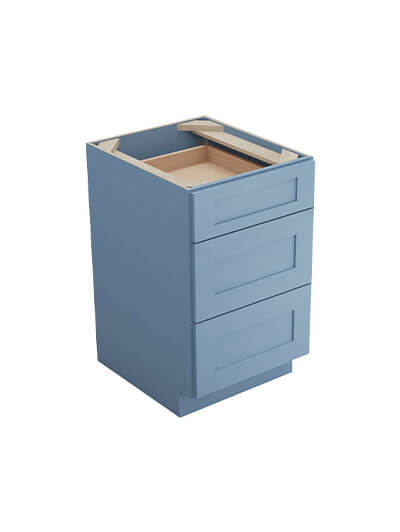 Xterra Blue Shaker Db21 3 Drawer Base Cabinet Closed