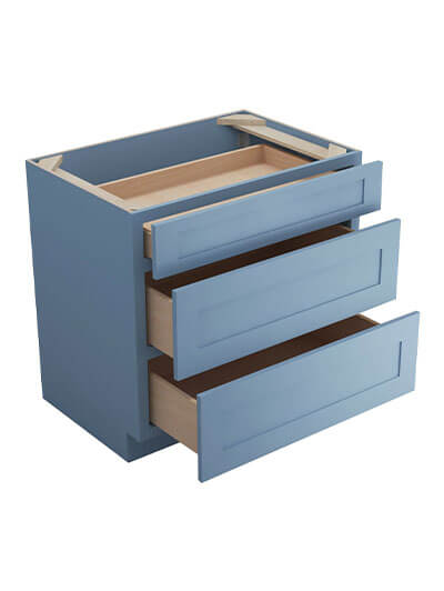 AX-DB30(3): Xterra Blue Shaker 30″ 3 Drawer Base Cabinet