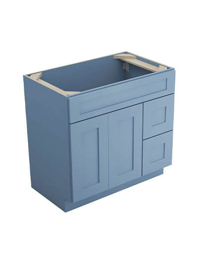 Xterra Blue Shaker S3621bdr Right Drawers Vanity Closed