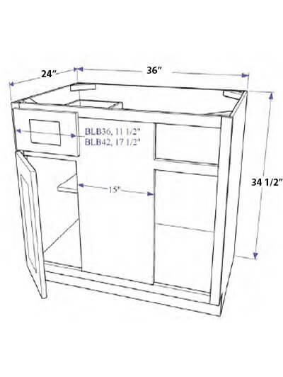 Natural Brown Shaker 36″ Blind Corner Base Cabinet