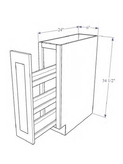 Natural Shaker 6″ Base Spice Rack Pull Out