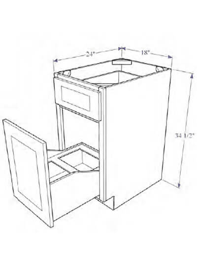 Natural Shaker 18″ Trash Can Pull Out, Two Drawers