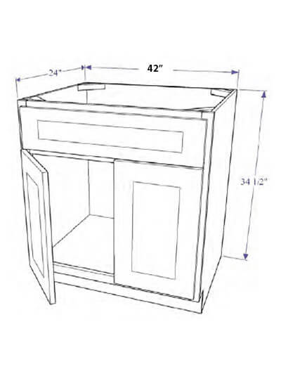 Natural Shaker 42″ Sink Base Cabinet, Two Doors