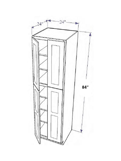 Natural Shaker 24″x84″ Tall Cabinet, Four Doors