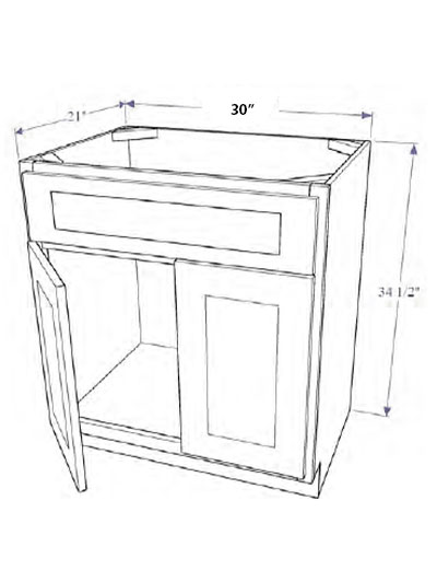 Natural Shaker 30″ Vanity Sink Base Cabinet, Two Doors