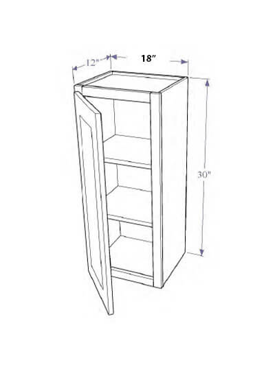 Natural Shaker 18″x30″ Wall Cabinet, One Door