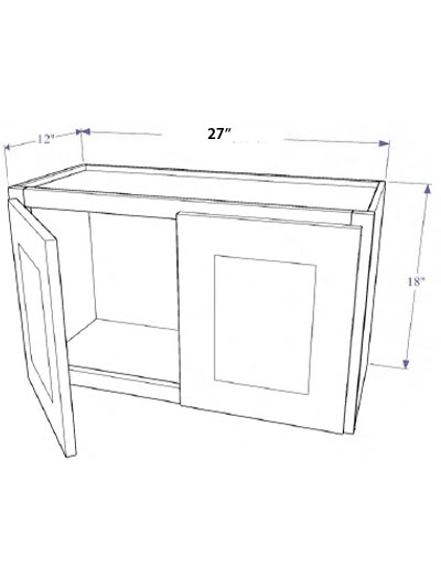 Natural Shaker 27″x18″ Wall Stacker Cabinet, Two Doors