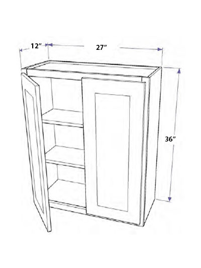Natural Shaker 27″x36″ Wall Cabinet, Two Doors