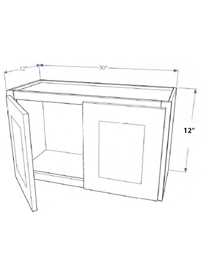 Natural Brown Shaker 30″x12″ Wall Bridge Cabinet, Two Doors