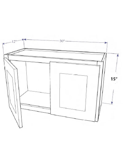 Natural Shaker 30″x15″ Wall Bridge Cabinet, Two Doors