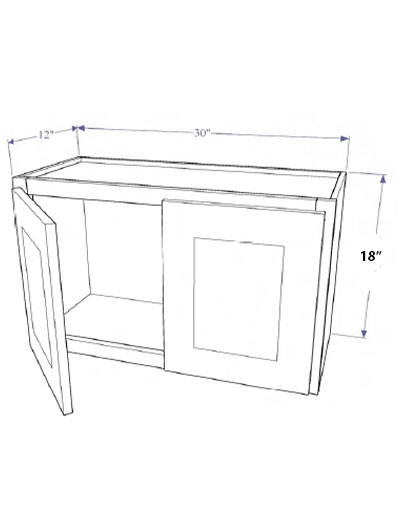 Natural Shaker 30″x18″ Wall Bridge Cabinet, Two Doors