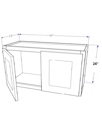 Natural Shaker 36″x24″ Wall Bridge Cabinet, Two Doors