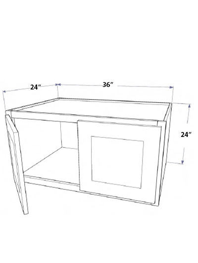 Natural Shaker 36″x24″ Wall Refrigerator Cabinet, Two Doors