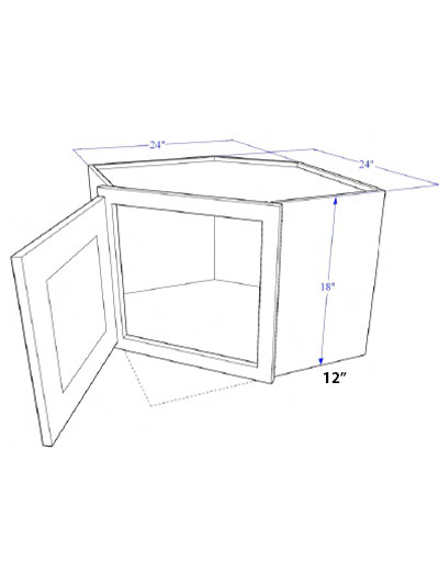 Natural Brown Shaker 24″x18″ Wall Diagonal Stacker Cabinet