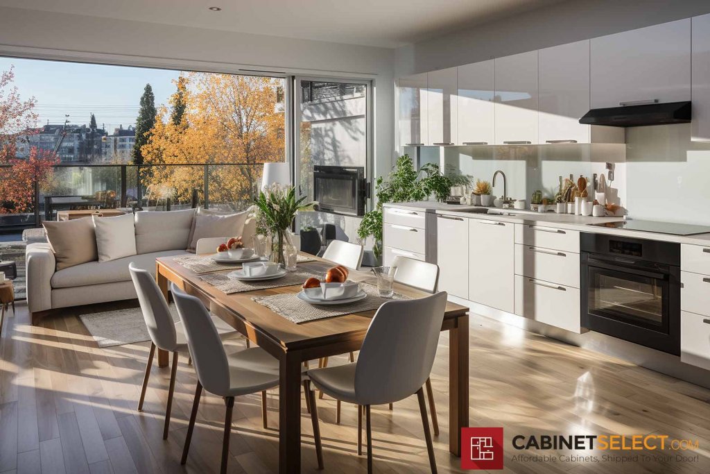 European Gloss White Cabinets Black Appliances 10