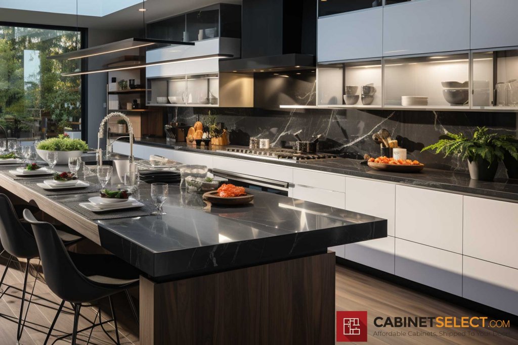 Modern White Kitchen Black Appliances 14