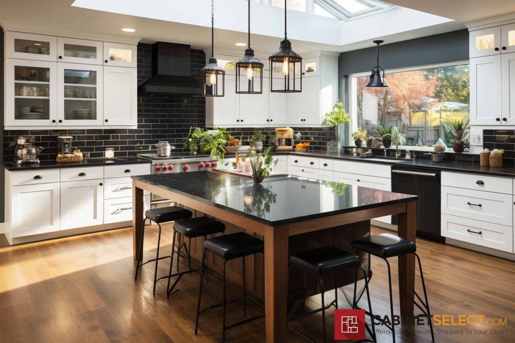 White Cabinets Contrast Black Appliances 3
