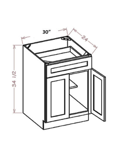 WS-B30S: Shaker White 30″ Double Door Single Drawer Cabinet