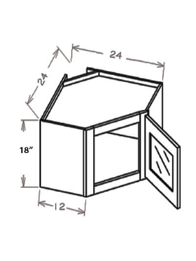 CAS-DCW2418GD: Casselberry Saddle Glass Door Diagonal Wall Stacker Cabinet 18″ H